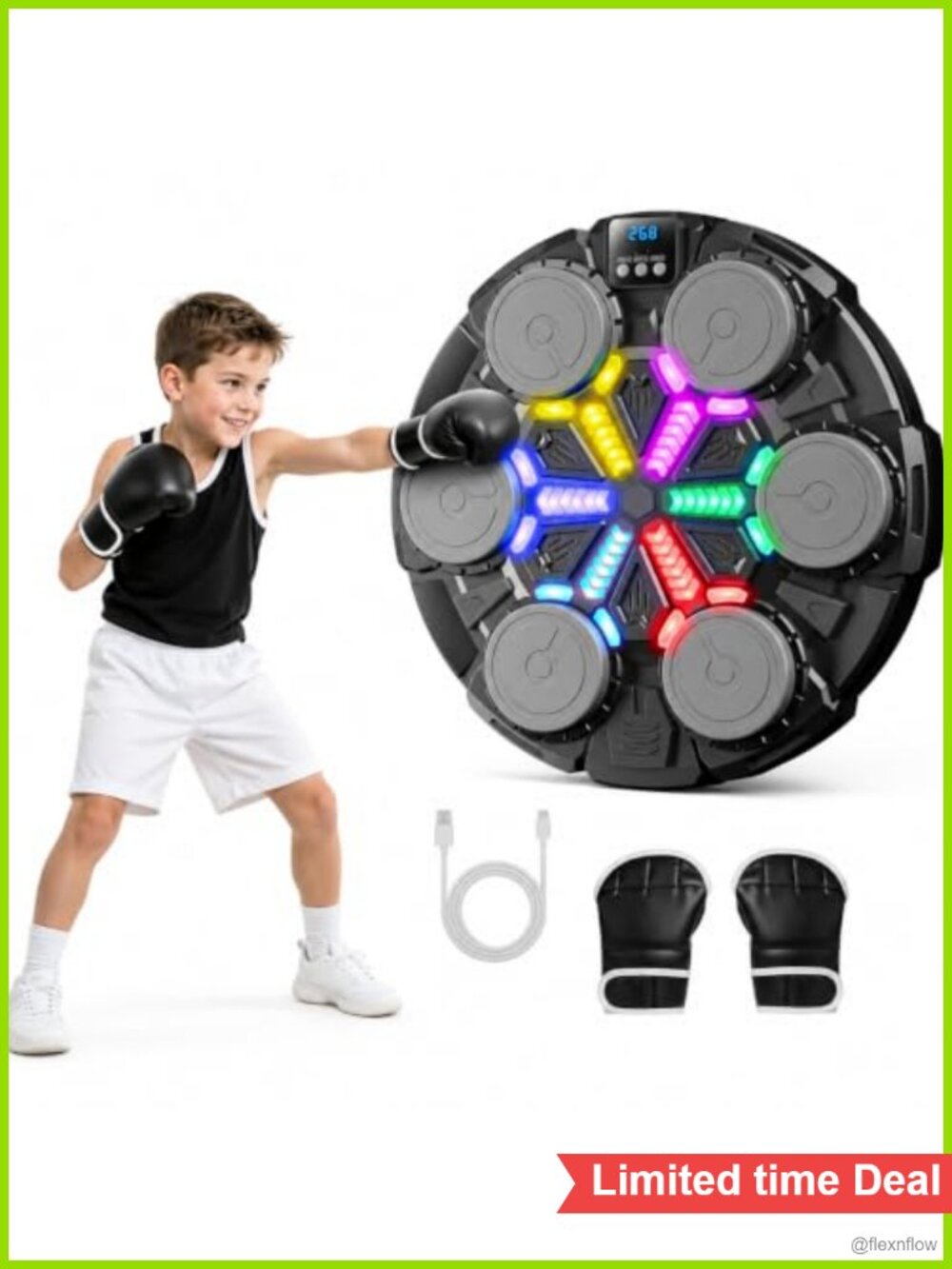 Kids Wall Boxing Machine Bluetooth LED Rhythm Trainer with Gloves Gift